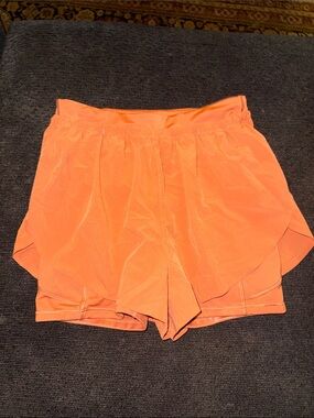 Athleta Bright Orange Layered Athletic Shorts